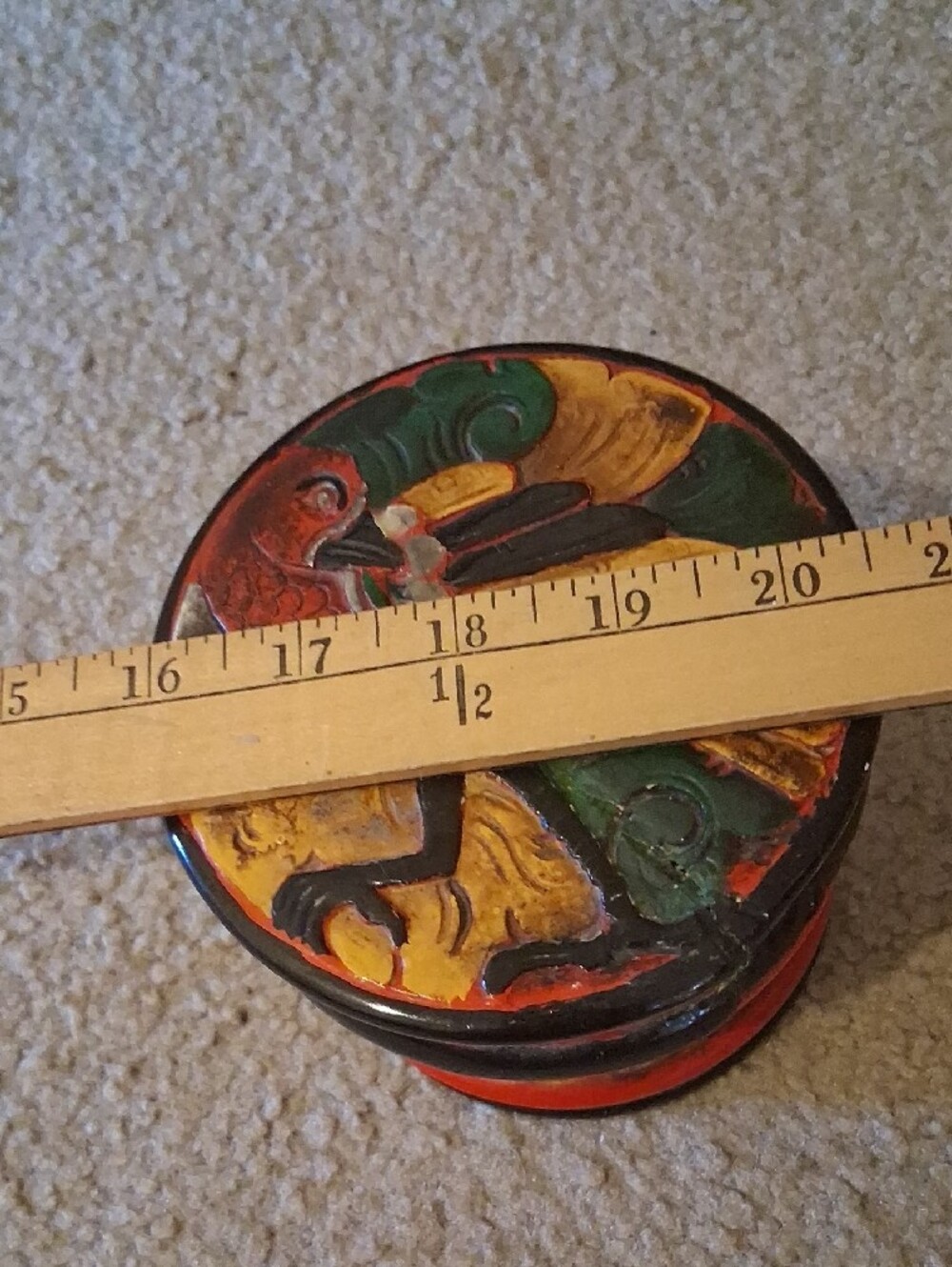 Hand-Painted Round Decorative Trinket Box - Vintage - Picture 8 of 8